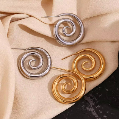 Winding Gold Plated Jewelry Stainless Steel Stud Earrings for Women Statement Jewelry Gifts Idea