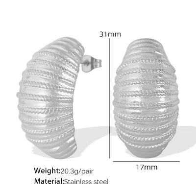 JEWELRY EH194 Best Selling Multi-Layer Pleated Openwork Striped Textured Stainless Steel Earrings Jewellery