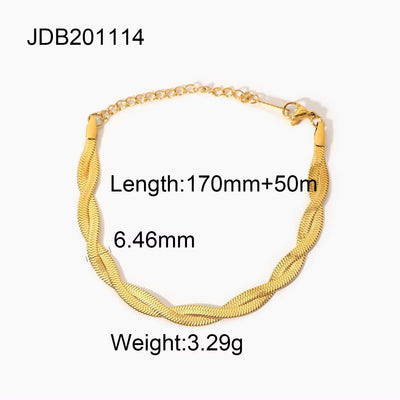 Three Layered Herringbone Chain Bracelet Wrist Jewelry 18K Gold Plated Stainless Steel Flat Snake Chain Bracelets for Women