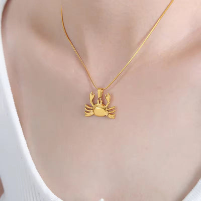 Plated 18K Gold Stainless Steel Ocean Summer Beach Style Jewelry Ocean Animal Seahorse Pendant Necklace