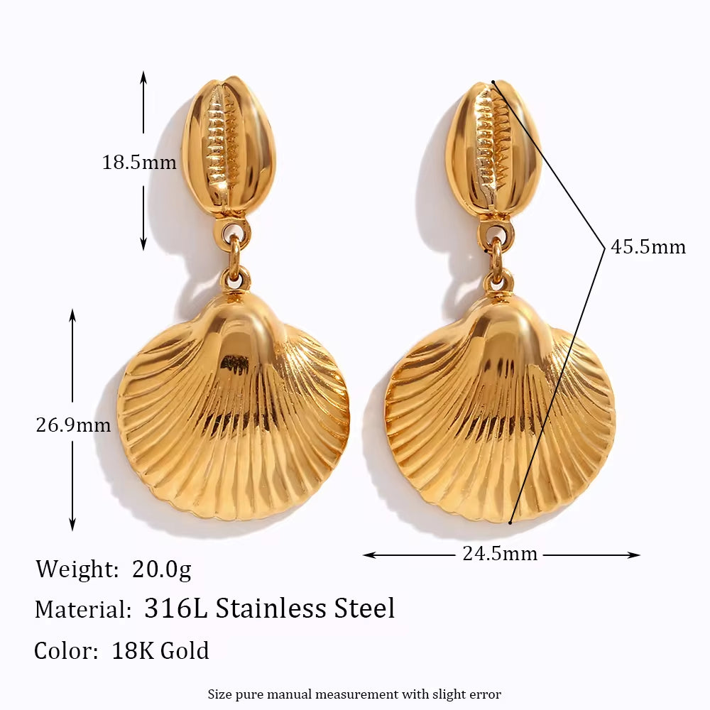 Shell Drop Earrings Gold Plated Stainless Steel Jewelry Tarnish Free Jewelry Christmas Gifts for Women