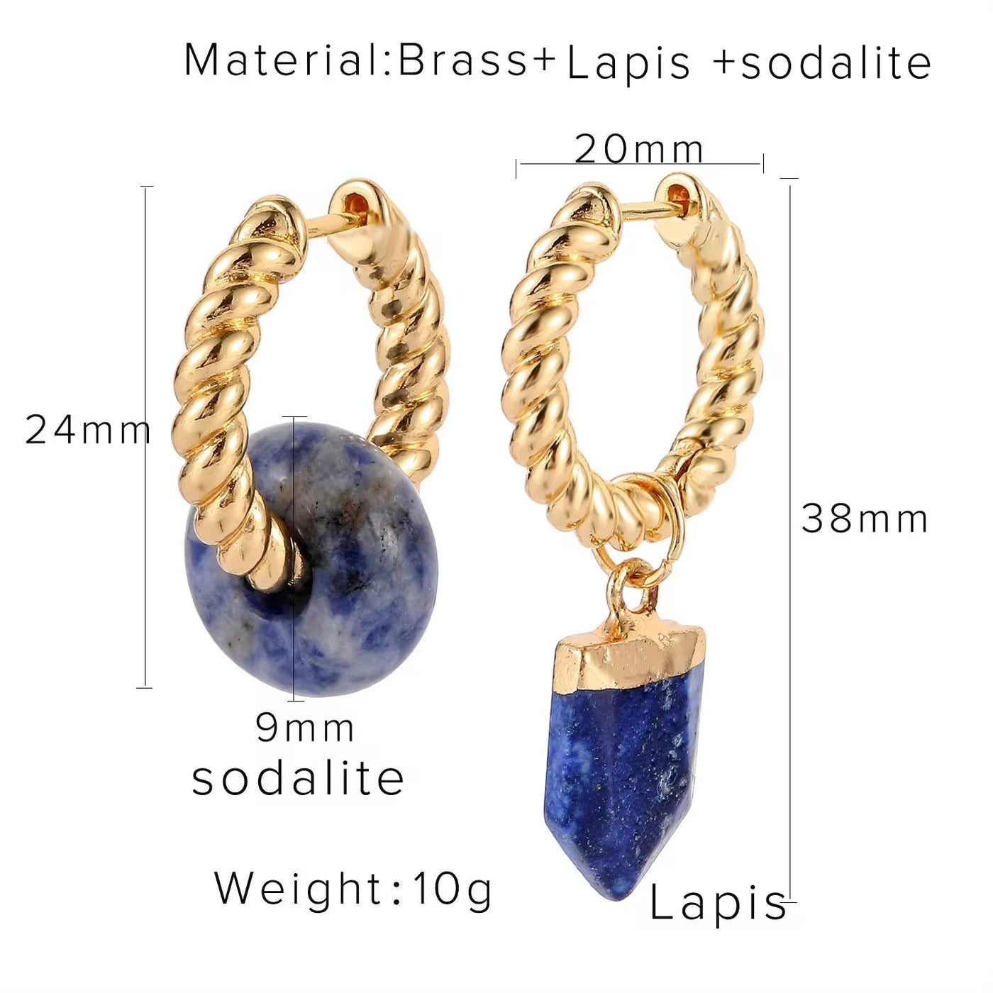 New Trend Lapis Jade Opal Freshwater Pearl Huggie Earrings Semi-Precious Stone Hoop Earring