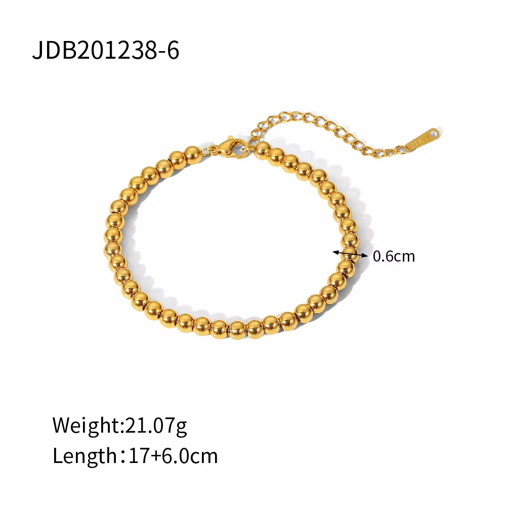 Waterproof Jewelry Heart Charm Stone Choker Gift Luxury round Ball Bead Chain Bracelet Necklace for Women