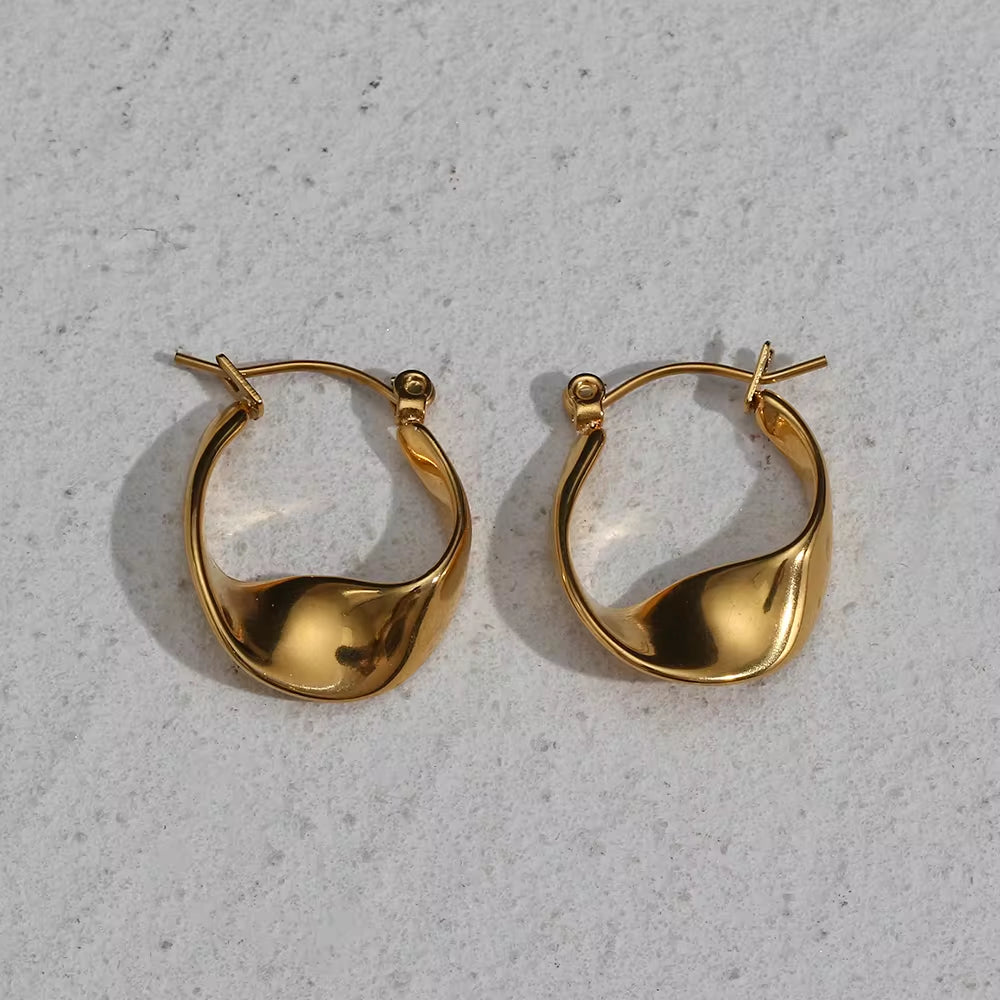 Drop Ship Irregular Hoop Earring 18K Gold Plated Stainless Steel Tarnish Free Wholesale Designer Inspired Earrings