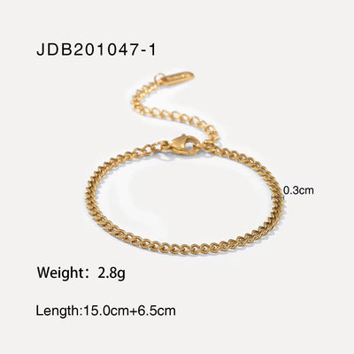 18K Gold Plated Stainless Steel Link Chain Paperclip Jewelry Waterproof Bracelets Punk Chunky Bracelet for Men Women