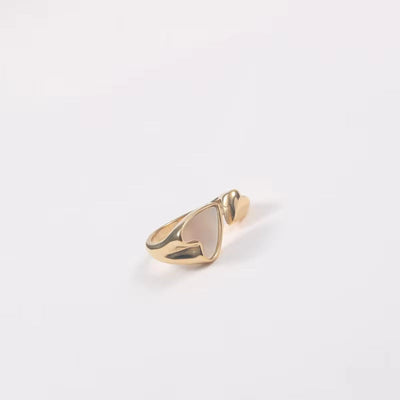 Wholesale 18K Gold Plated Stainless Steel Two Heart Shell Rings for Women