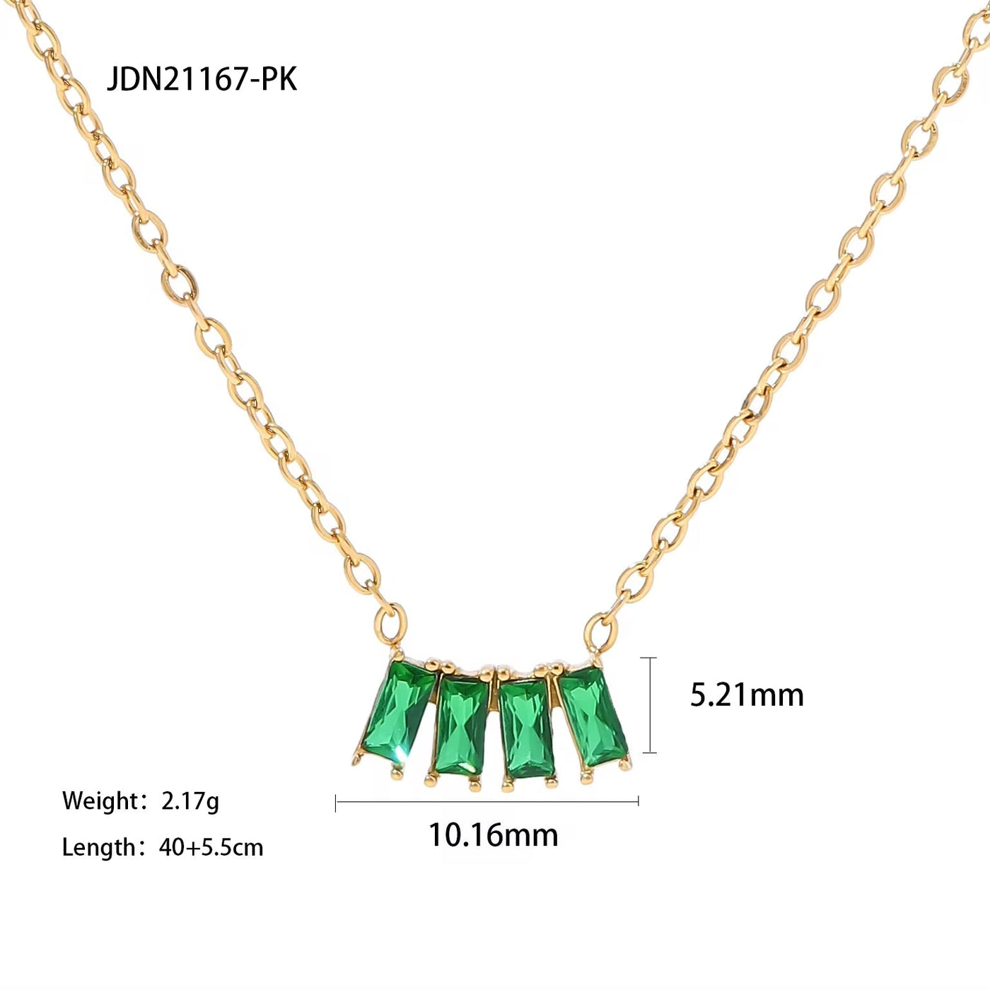 Geometric Square Zircon Charm Necklace Stainless Steel 4 Square Zircon Pendant Necklace for Girls