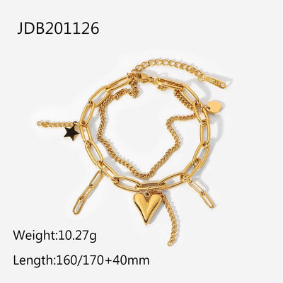 18K Gold Plated Stainless Steel Link Chain Paperclip Jewelry Waterproof Bracelets Punk Chunky Bracelet for Men Women