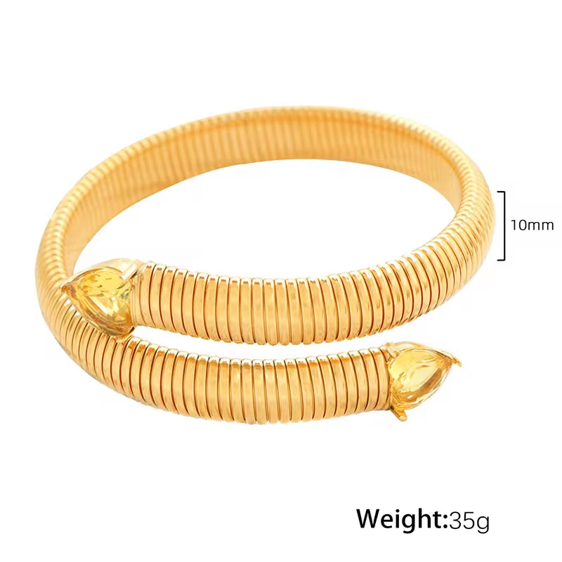 JEWELRY SZ17 Fashion Heart Bracelet Fashion Snake Bone Stretch Bracelet Stainless Steel Gold Plated Bangle