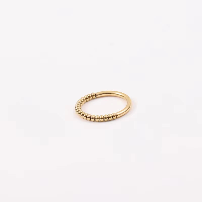 18K Gold Plated Luck Beads Movable Stainless Steel Anxiety Rings for Women