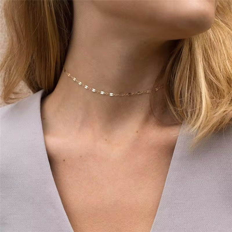 18K Gold Plated Stainless Steel Dainty Twisted Ins Popular Chain Necklaces Minimalist Gift for Women