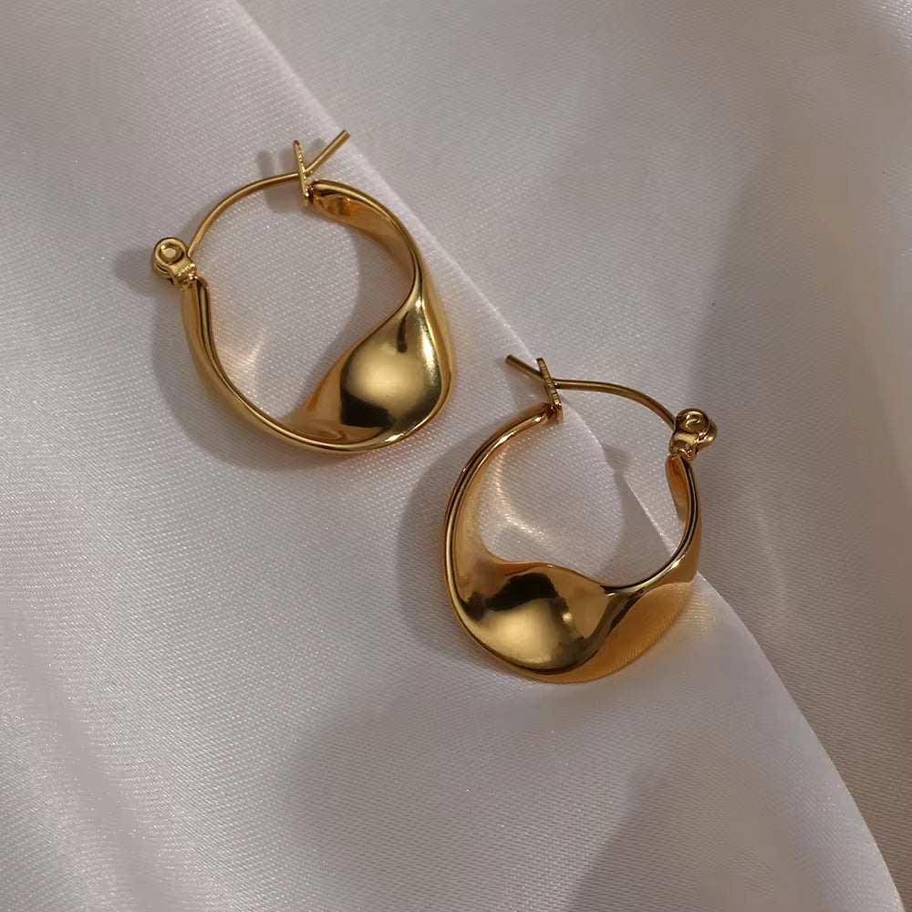 Drop Ship Irregular Hoop Earring 18K Gold Plated Stainless Steel Tarnish Free Wholesale Designer Inspired Earrings