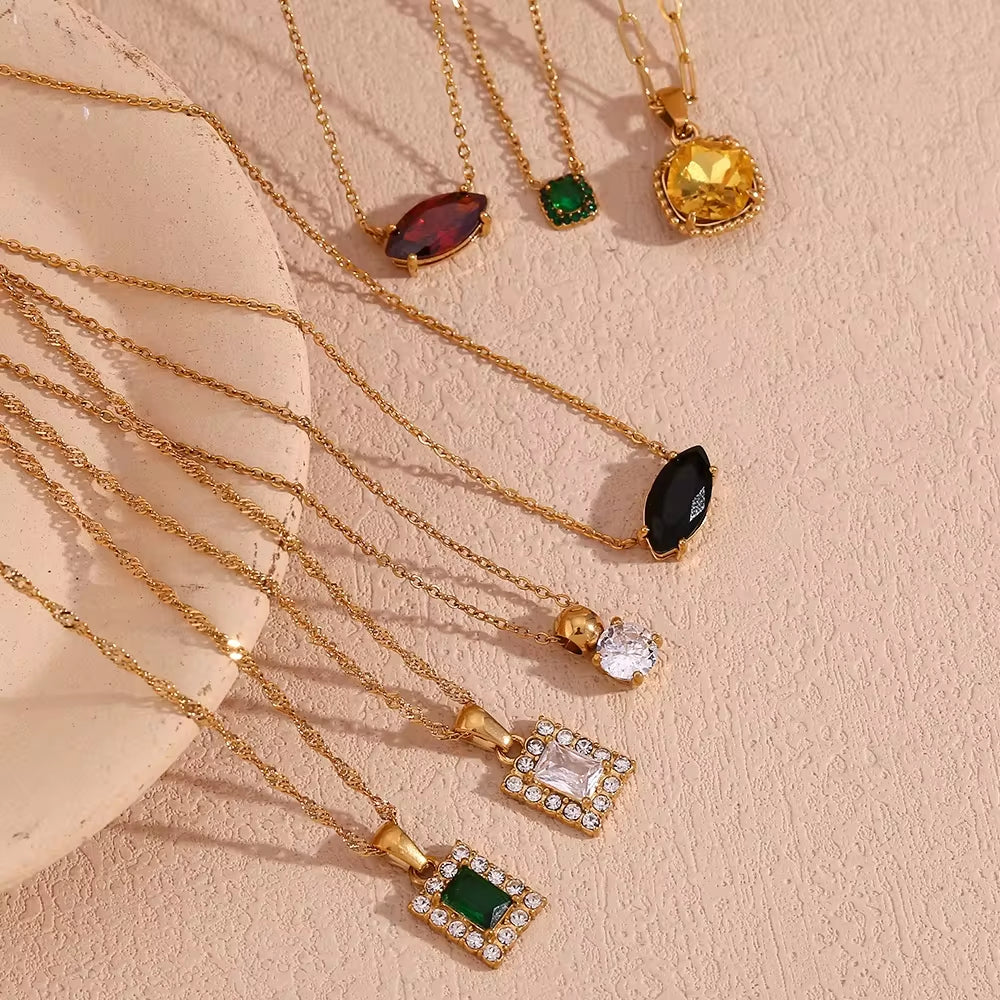 2024 Jewelry Trends Shining Zircon Pendant Necklace Colorful Christmas Jewelry Gift for Women