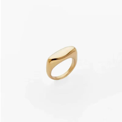 Minimalist Stainless Steel Fashion Finger Ring Non Tarnish Water Proof Jewelry Concave Flat Strip Geometric Rings