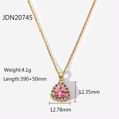 INS Charm 18K Real Gold Plated Necklacejewelry Stainless Steel Cubic Zircon Pendant Necklace for Women