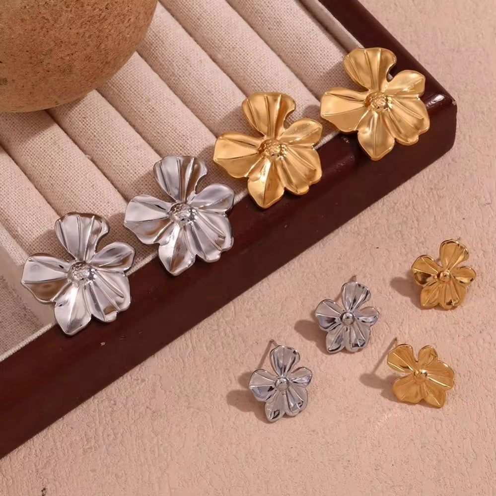 Engraved Flower Earrings