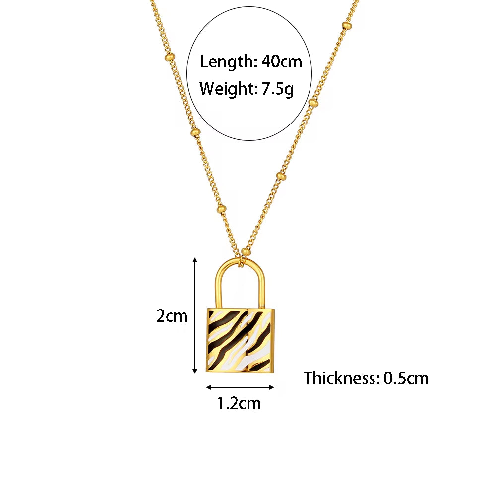 Wholesale Fashion Gold Plated Necklace Set Tarnish Free Jewelry Enamel Stainless Steel Pendant Necklace