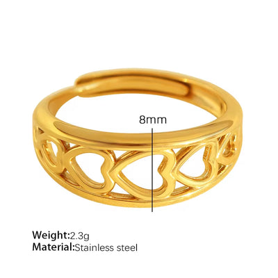 JEWELRY JZ06-11 Japan and South Korea Simple Stainless Steel 18K Gold Hollow Geometric Lines Open Ring for Women