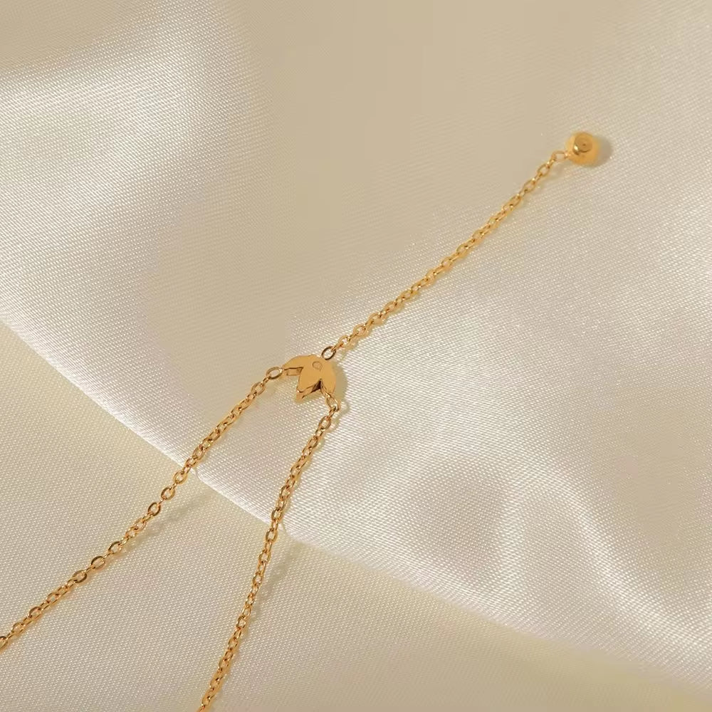 Minimalist 18K Gold Plated Zircon Necklace Stainless Steel Snake Y Shape Crown Zircon Necklace