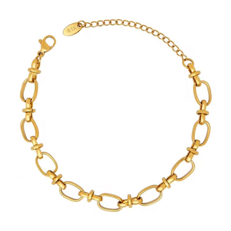 Fashion 18K Gold Plated Thick Jewelry Titanium Stainless Steel Chunky Chain Bracelets for Women