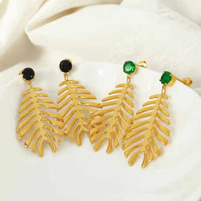 JEWELRY EH210 Premium Sense of Inlaid Zirconia Earrings 2024 New Exquisite Earrings Feathery Korean Version