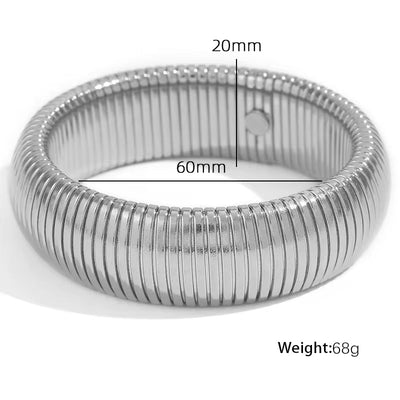 JEWELRY Fashion Stainless Steel Wide Face Bracelet Trendy Color Blocking Bracelet Stretchy Snake Bone for Women