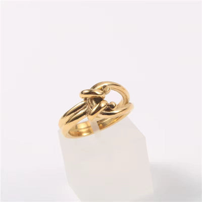 High End 18K Gold Plated Simple Knot Rings Stainless Steel Rings for Women Tarnish Free Jewelry