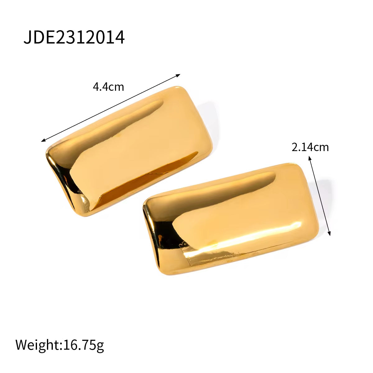 Jewelry High Polish 18K Gold Plated Stainless Steel Smooth Rectangular Big round Chunky Earring