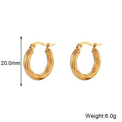 Drop Shipping Croissant Texture Hoop Earring Tarnish Free 18K Gold Plated Stainless Steel Ladies Earrings Women Jewelry