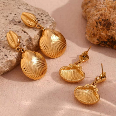 Shell Drop Earrings Gold Plated Stainless Steel Jewelry Tarnish Free Jewelry Christmas Gifts for Women