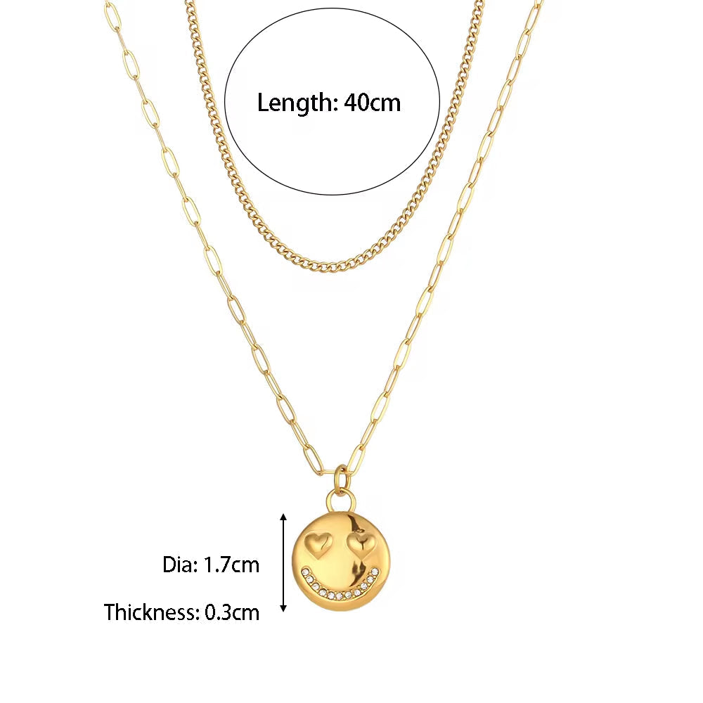 Wholesale Fashion Gold Plated Necklace Set Tarnish Free Jewelry Enamel Stainless Steel Pendant Necklace