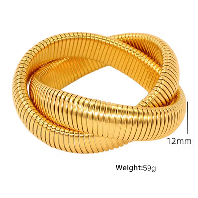 JEWELRY Fashion Stainless Steel Wide Face Bracelet Trendy Color Blocking Bracelet Stretchy Snake Bone for Women