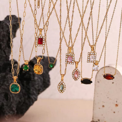 2024 Jewelry Trends Shining Zircon Pendant Necklace Colorful Christmas Jewelry Gift for Women