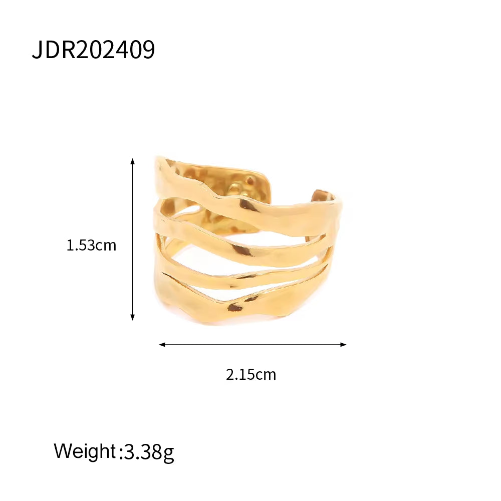 Ins Hot 18K Gold Plated Geometric Rings Set Jewelry Fashion Retro Style Oval Cross Shaped Ring for Women