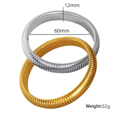 JEWELRY Fashion Stainless Steel Wide Face Bracelet Trendy Color Blocking Bracelet Stretchy Snake Bone for Women