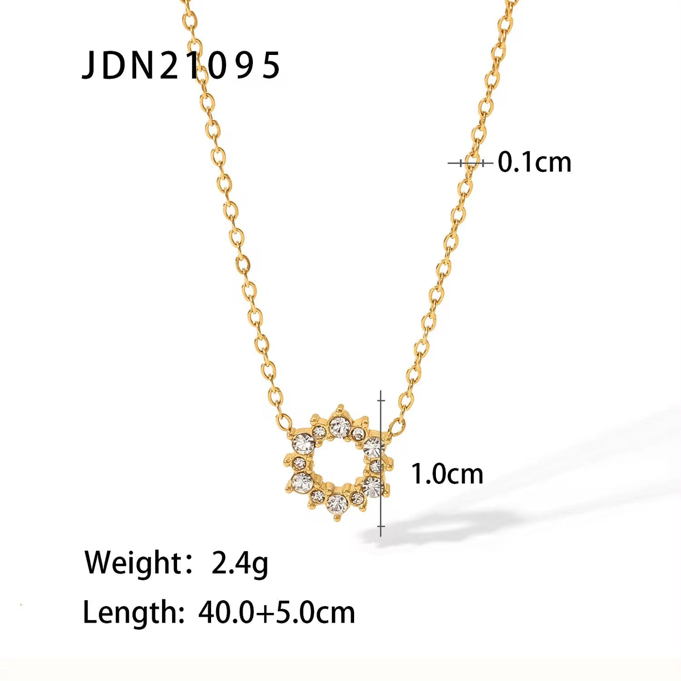 Dainty Zircon Ring Shape Pendant Necklace Stainless Steel 18K Pvd Gold Plated Jewelry Necklace