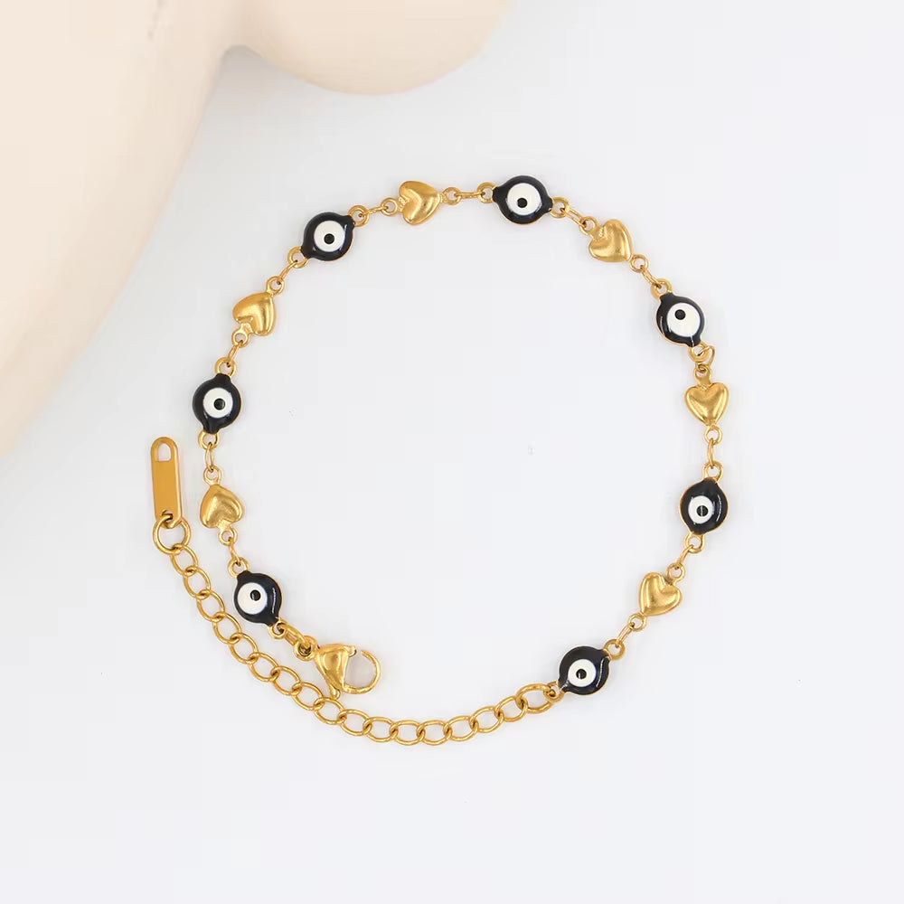 Charms New Beads Bracelets for Women Men Lucky Turkey Heart Eyes Link Chain Bracelet Friendship Jewelry