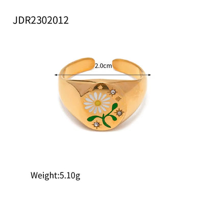 Spring Collections 18K Gold Plated Flower Tree Animal Pattern Rings Set Jewelry Fashion Colorful Oil Drop Ring