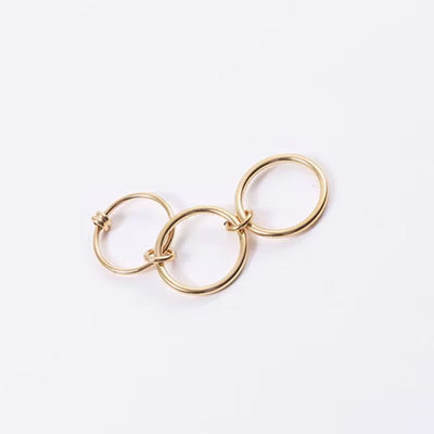 18K Gold Plated Three-Finger Interlocking Styling Hip Hop Boys Stainless Steel Rings