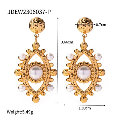 Fashion 18K Gold Plated Stainless Steel Women Devil'S Eye Turquoise Diamond Jewelry Earrings