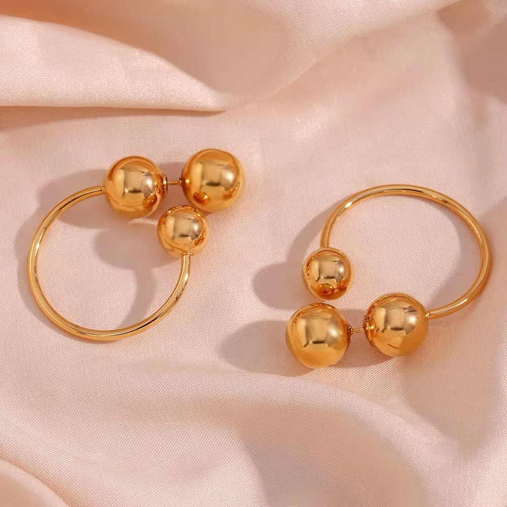 Summer Jewelry Exaggerated Ball Shape Stud Earrings 18K Gold Plated Stainless Steel Hoop Earring