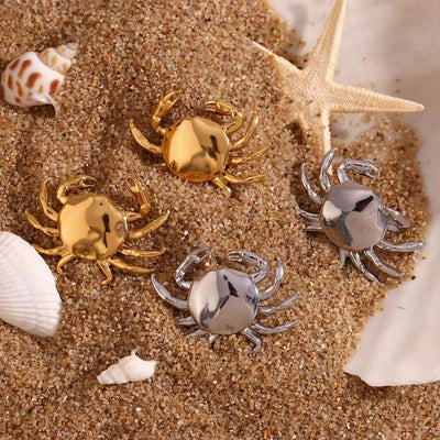 Dainty Crab Stud Earrings for Women Waterproof Jewelry Gold Plated Christmas Earrings