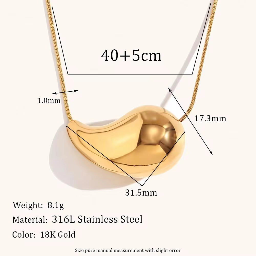 Drop Pendant Gold 18K Stainless Steel Chain Necklace Women Jewelry