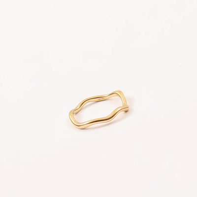 Stainless Steel Wave Pattern Ring Jewelry Plating 18K Gold Geometrically Irregular Abstract Shaped Women Rings