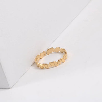 High End 18K Plain Gold Irregular Gold Block Rings Stainless Steel Chunky Rings