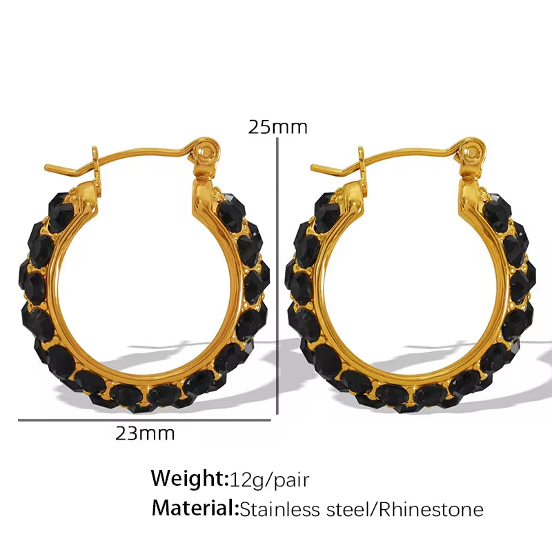 JEWELRY EH188 Fashion Inlaid Rhinestone C-Shaped Earrings Earrings Stainless Steel Earrings Wholesale