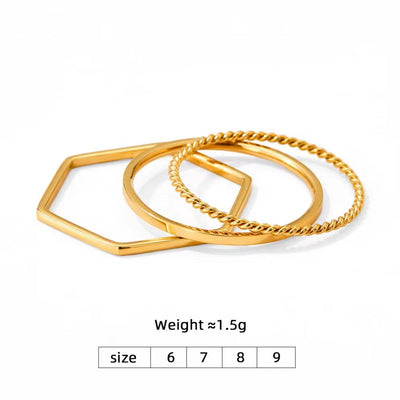 Ins Simple Stainless Seel 3 PCS Ring Women'S Fashion Finger Ring