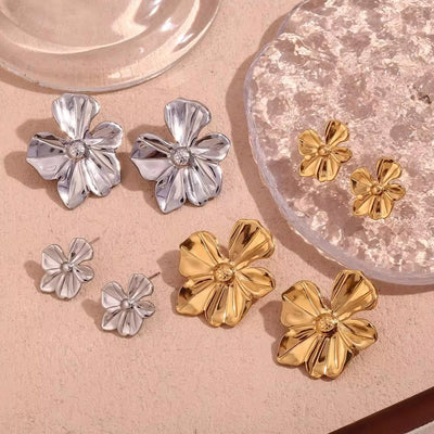 Engraved Flower Earrings