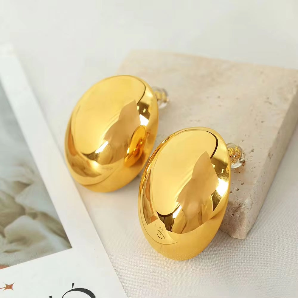 JEWELRY EH148-EH149 Fashion Texture Three-Dimensional Oval Earrings Simple Versatile Earrings for Women