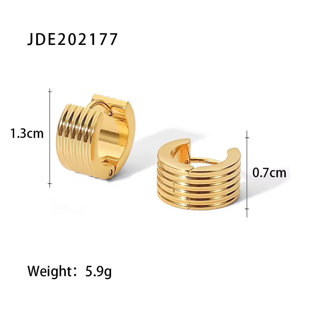 Ins Wide Rib Multi-Layer Ear Clip Stainless Steel 18K Pvd Gold Plated Party Gift Jewelry Earrings